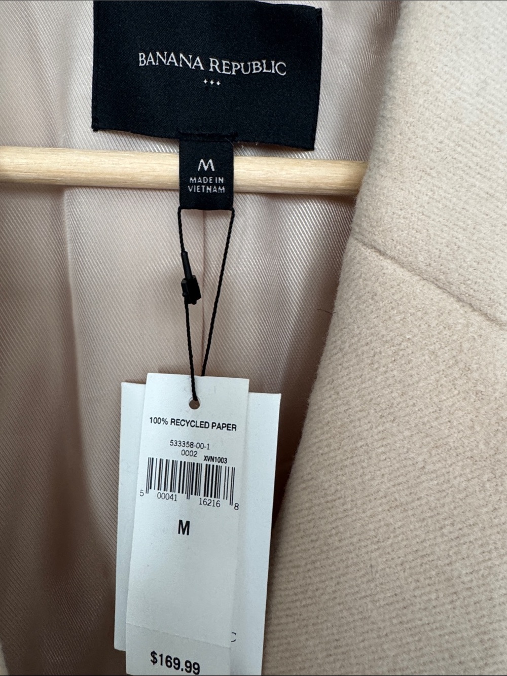 Banana Republic Double-Breasted Pea Coat in Beige with Gold Buttons - Picture 4 of 8